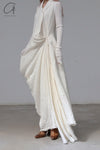 marc le bihan irregular long dress 2181 beige
